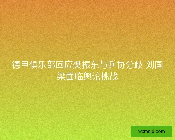 德甲俱乐部回应樊振东与乒协分歧 刘国梁面临舆论挑战