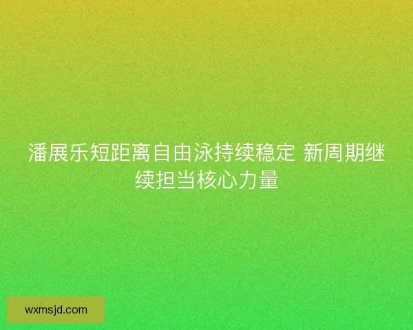 潘展乐短距离自由泳持续稳定 新周期继续担当核心力量