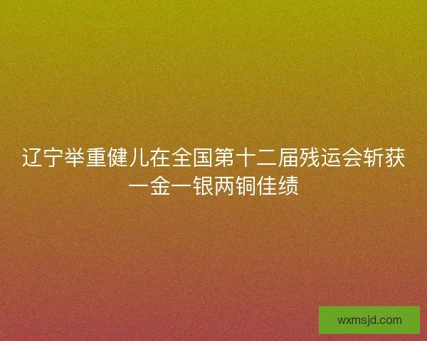 辽宁举重健儿在全国第十二届残运会斩获一金一银两铜佳绩