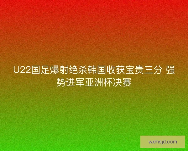 U22国足爆射绝杀韩国收获宝贵三分 强势进军亚洲杯决赛