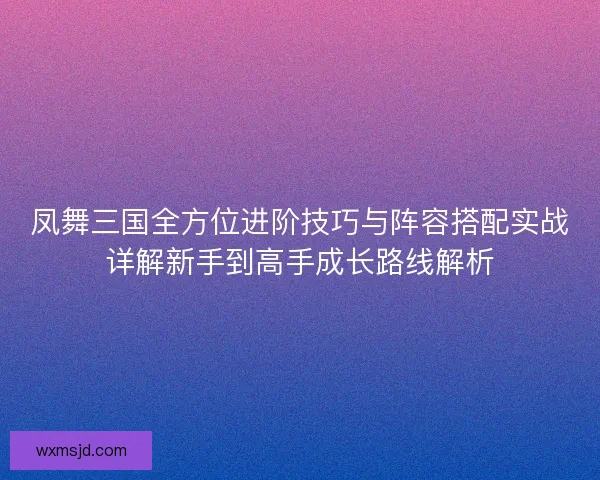 凤舞三国全方位进阶技巧与阵容搭配实战详解新手到高手成长路线解析 凤舞三国全方位进阶技巧与阵容搭配实战详解新手到高手成长路线解析