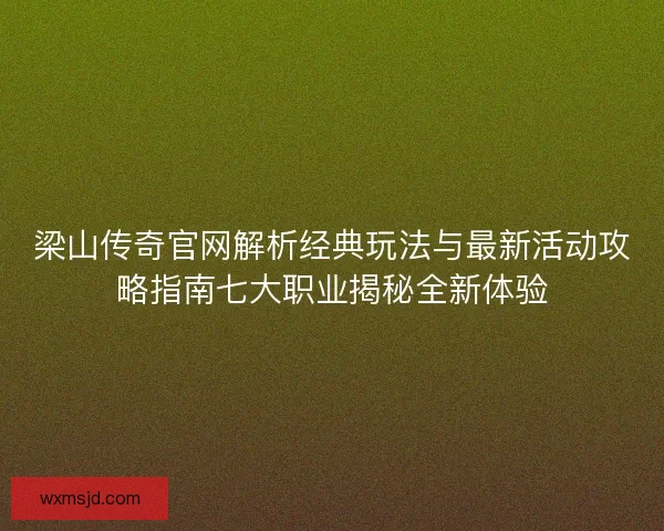 梁山传奇官网解析经典玩法与最新活动攻略指南七大职业揭秘全新体验
