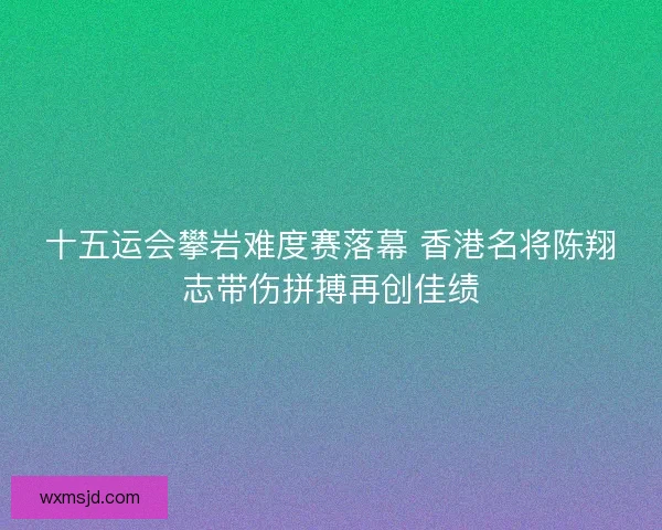 十五运会攀岩难度赛落幕 香港名将陈翔志带伤拼搏再创佳绩