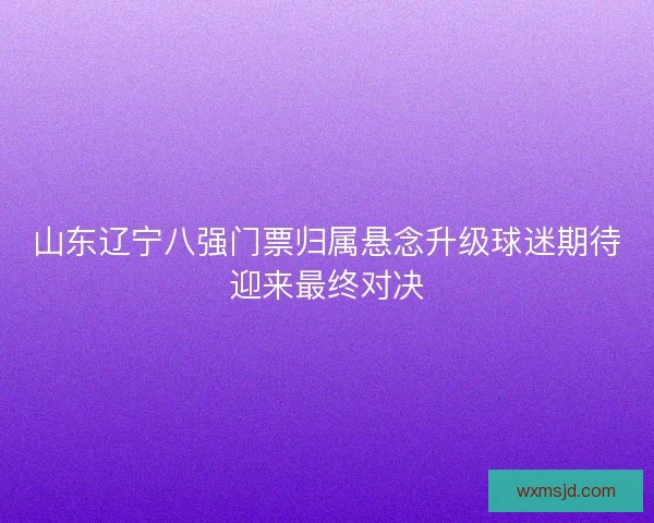 山东辽宁八强门票归属悬念升级球迷期待迎来最终对决 山东辽宁八强门票归属悬念升级球迷期待迎来最终对决