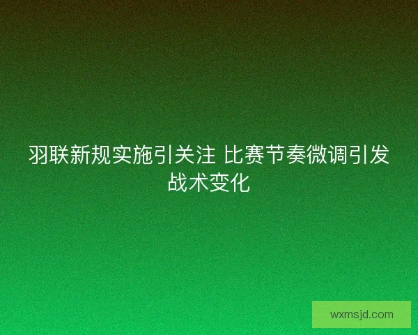 羽联新规实施引关注 比赛节奏微调引发战术变化